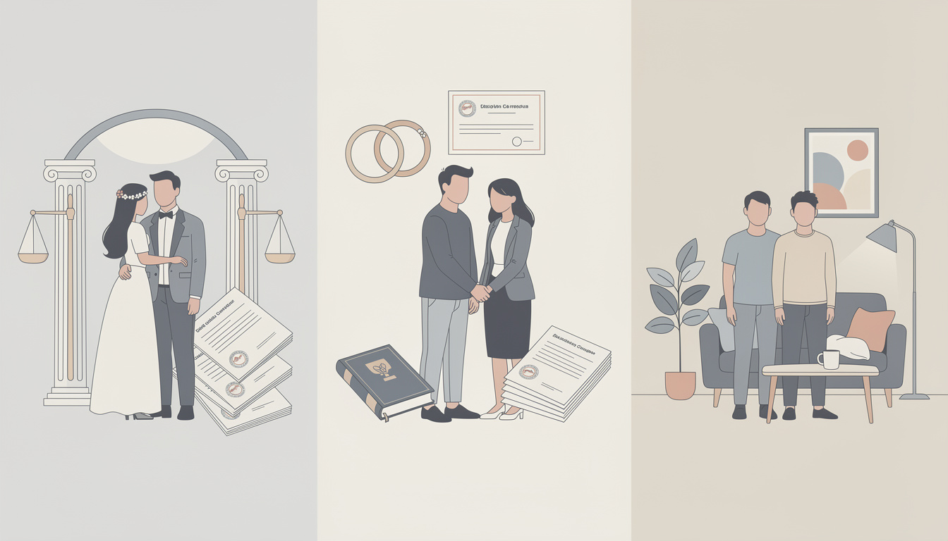 découvrez les différences juridiques entre pacs, mariage et concubinage pour mieux comprendre vos droits et obligations.